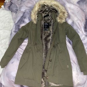Olive Green Faux Fur-lined Parka